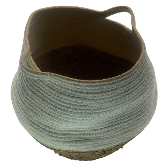 Large Woven Basket with Handles Decorative Cotton Rope Storage Basket Bin - Picture 1 of 4